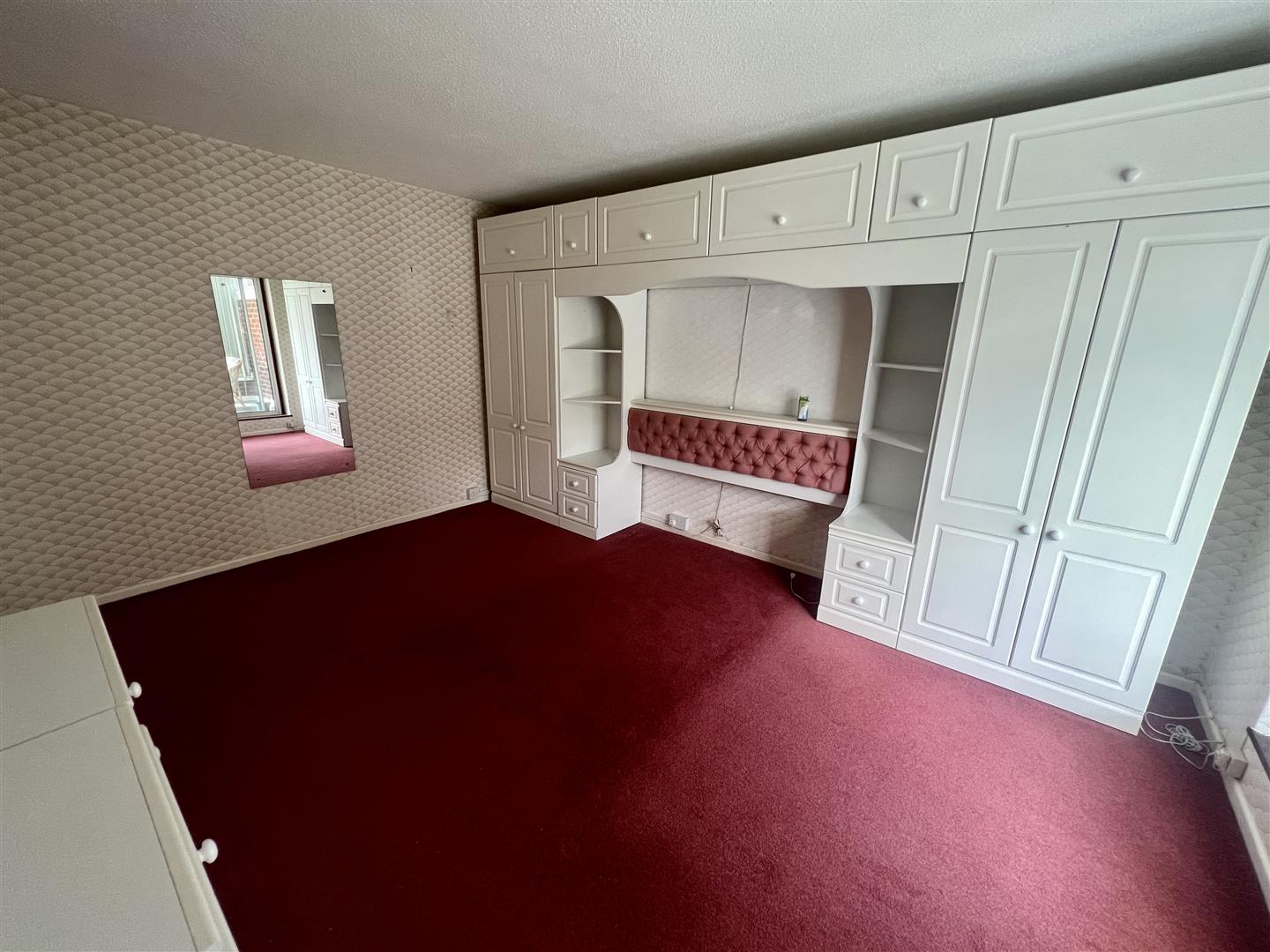 an empty room with cabinets and cupboard