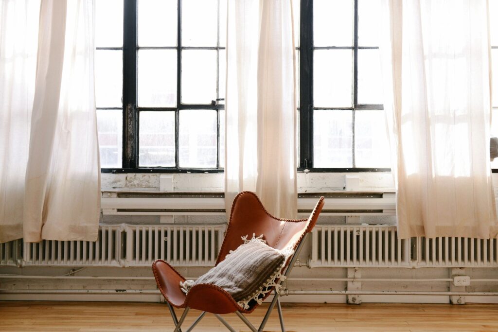 closeup shot of a chair with a cushion